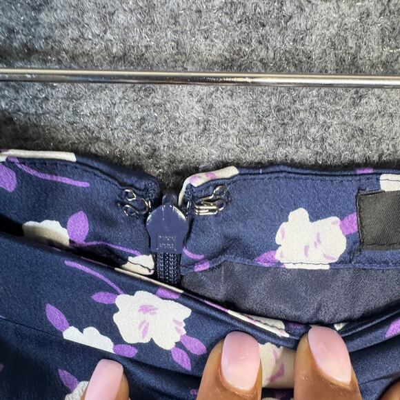 J. Crew Skirt Womens 16 Blue Midi Pleated Scattered Peony Floral Business Preppy - Picture 6 of 13